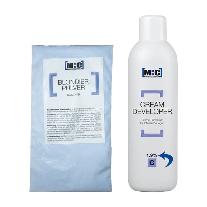 M:C Blondeerpoeder in zak blauw 500gr + Ontwikkelaar 1.9% 1000ml