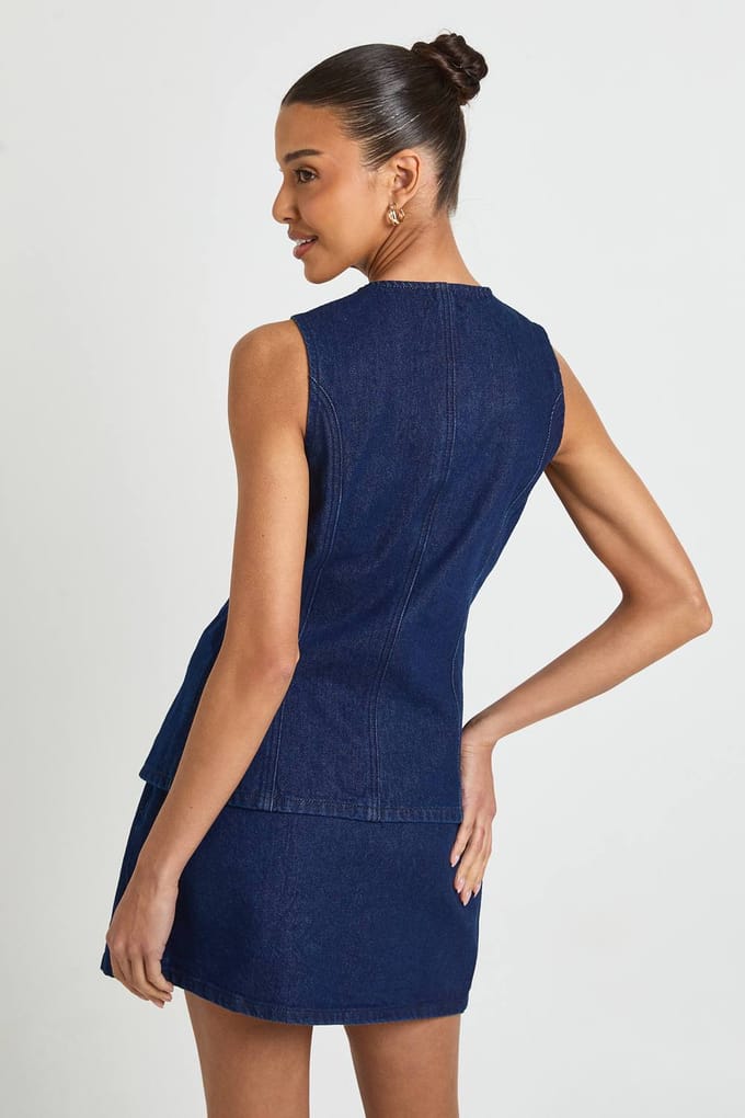 boohoo Dames Gilet Met Knoopsluiting | Indigo | Maat: 8