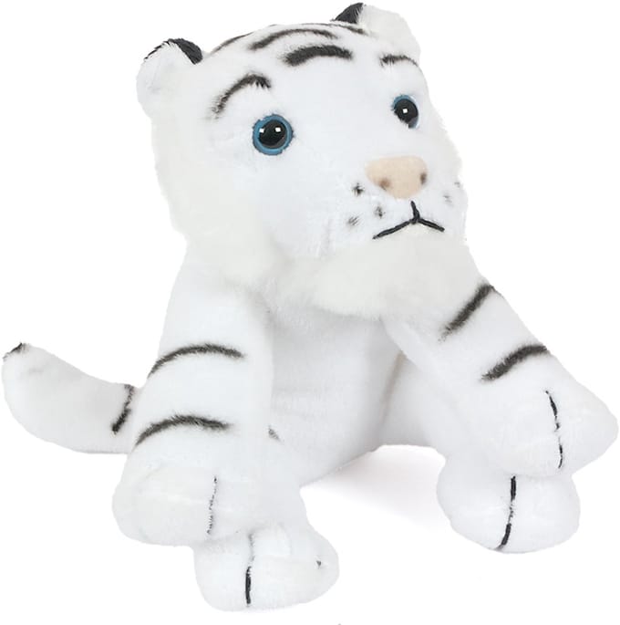 PIA Soft Toys - Pluche Knuffeldier Tijger - wit - 16 cm