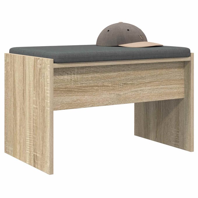 vidaXL - Hallenbank - met - kussen - Sonoma - Eik - 63 - x - 38 - x - 40 - cm