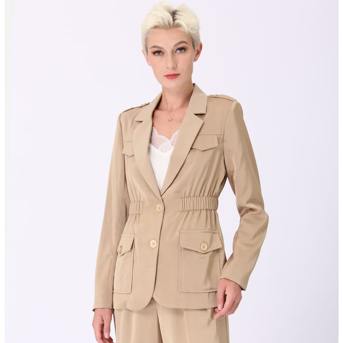 Safari blazer met gather taille