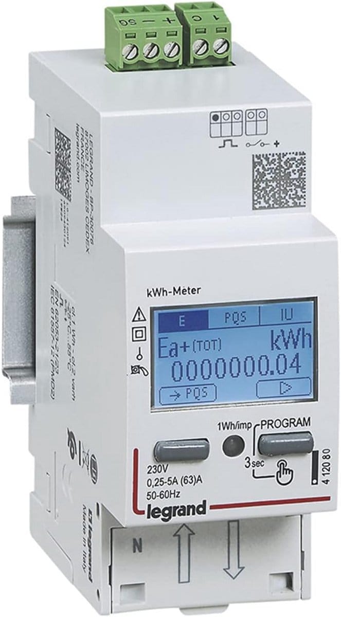 Energieleveringsmeter 63A voor eenfasige installaties
