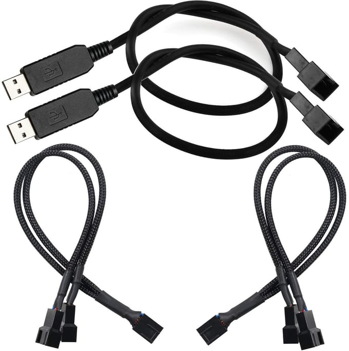 Kabel 5v-12v converterend voor fan, 2x 4-Pin/3-Pin_splitter