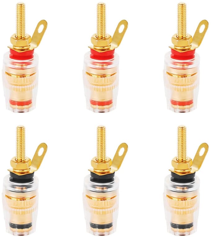 6 stuks connectoren voor luidsprekers - Koperen bananenstekkers 4 mm