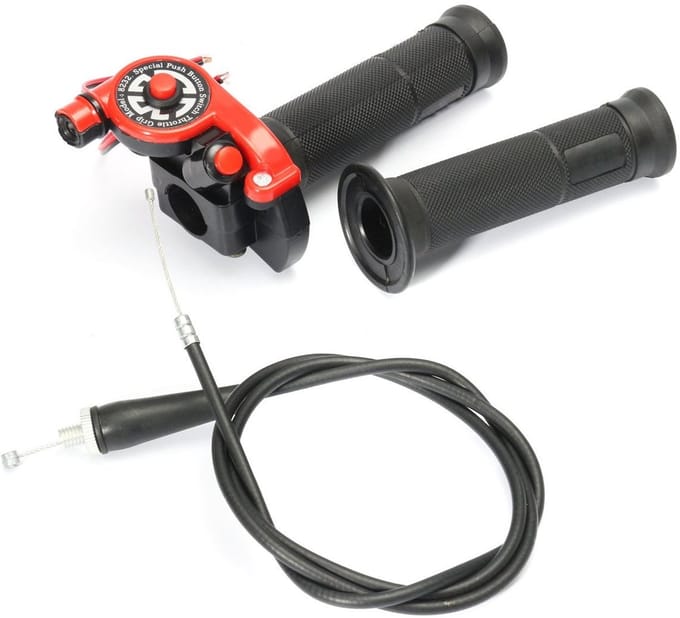 Dailygoods - Quick Action Gashandvat - Antislip Greep - Rood - Geschikt voor 125cc 140cc 150cc Pit Fiets - Met Gaskabel