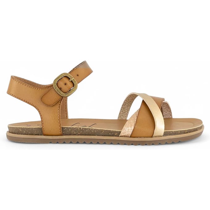 Blowfish Malibu Dames Tan Strappy Buckle Wedge Sandalen - Monti-B