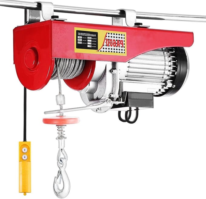 Elektrische Lier - Hefmachine Katrol - Zware Lasten Hef - Compact Krachtig - 200 kg Capaciteit - Rood