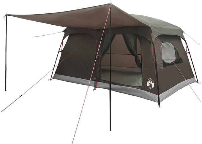 vidaXL - Familietent - 10-persoons - Bruin - Grijs - Polyester - en - Staal