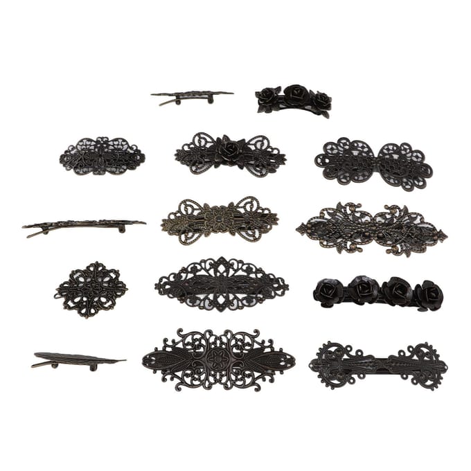 14 stuks Vintage Haarspelden Brons Bloem Haarclips Legering Haaraccessoires Voor Bruiloften Feesten gray
