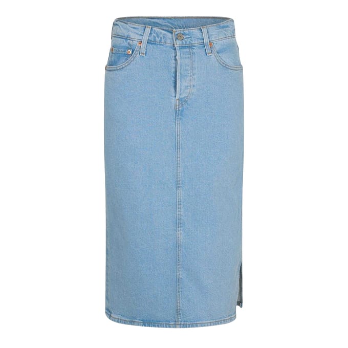 Levis Midi-rok met zijsplit voor dames (Licht steenblauw)