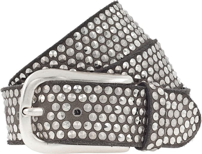 b.belt Leren riem Zoe Silver Stud Belt W85 Taupe