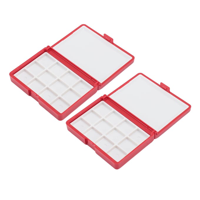 2 Stuks Draagbare Aquarel Doos Afneembaar Makkelijk Schoon te Maken Compact Mini Aquarel Palet Doos voor Flat 24