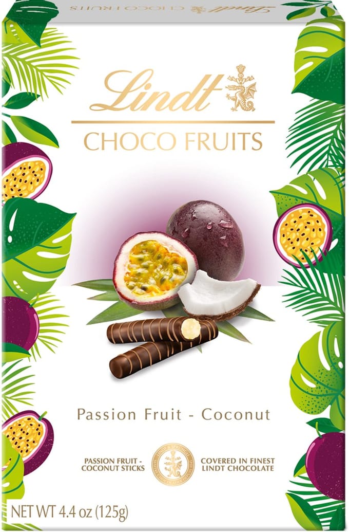 Lindt CHOCO FRUITS Passievrucht Kokos Sticks 125 gram