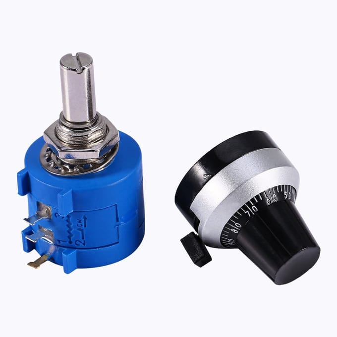 Precisie Potentiometer 10K Ohm Draaibaar 10 Omwentelingen - Instelknop Inclusief