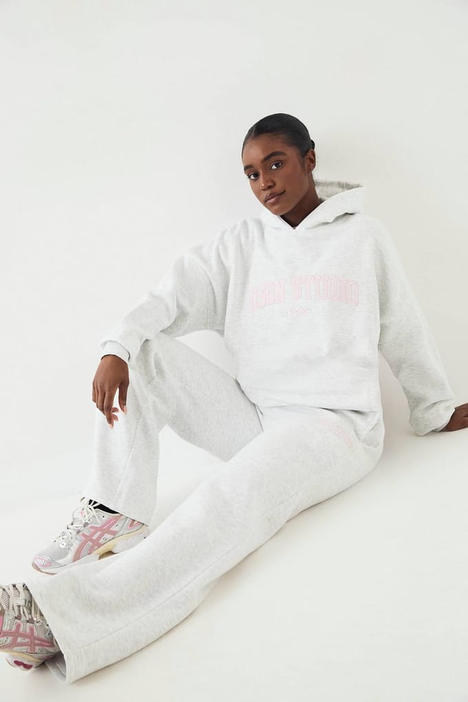 Dames DSGN Studio Applique Rechte Pijp Jogger | Asgrijs | Maat: Medium