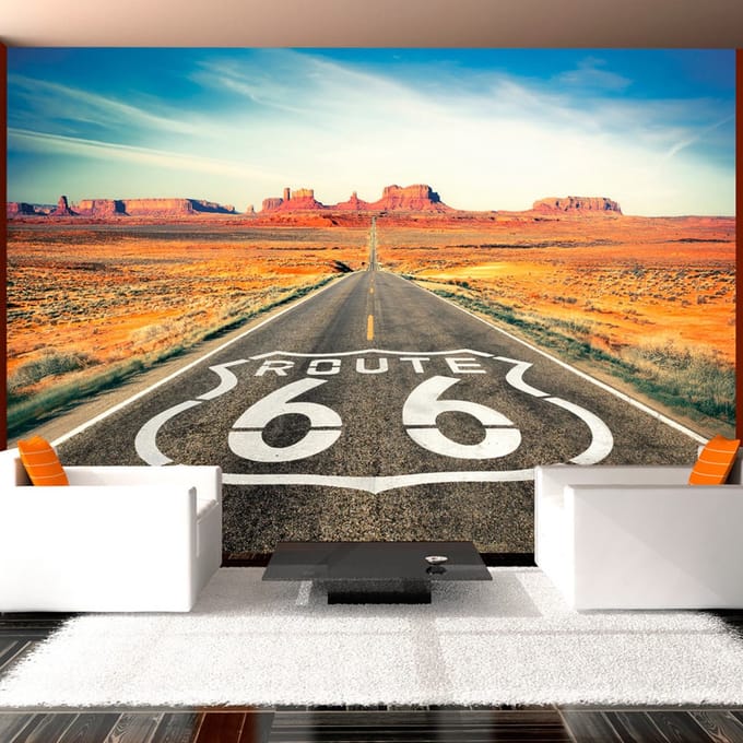 98cm X 70cm - Zelfklevend fotobehang - Route 66 , Premium Print