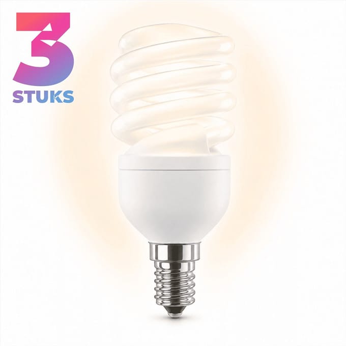 3x Spiraal Spaarlamp E14 - 11W - Daglicht (6400K) - 550 lm - 10 jaar - Niet Dimbaar