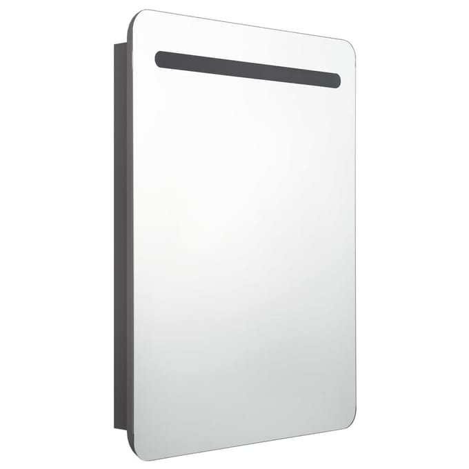 vidaXL - Badkamerkast - met - spiegel - en - LED - 60x11x80 - cm - grijs