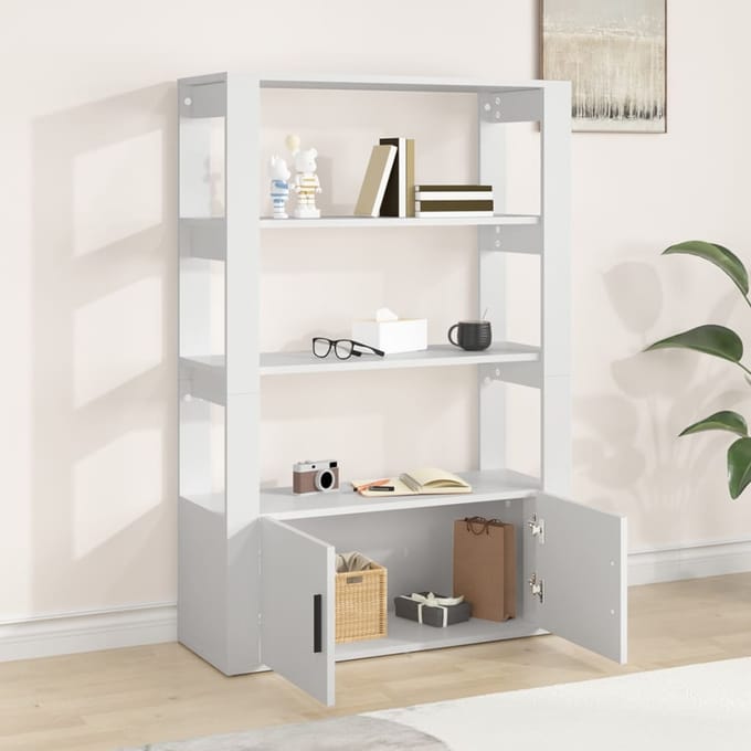 vidaXL - Dressoir - 80x30x119,5 - cm - bewerkt - hout - wit