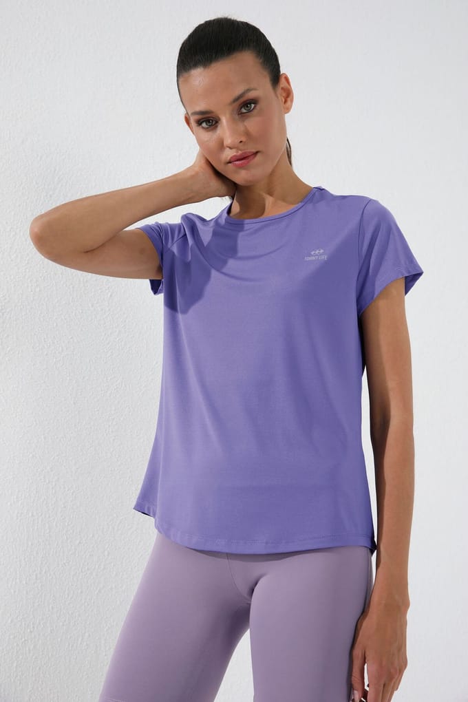 Dames Effen Korte Mouwen Rondhals T-Shirt