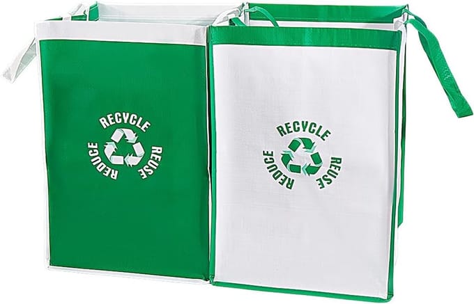 2Pcs Recycle Waste Bags - Trash Can Recycling - Baking Combo - Polypropylene Waterproof - Reusable Home Indoor Trash Can - Sorting Organizer Baskets - Compartment Container voor Keuken