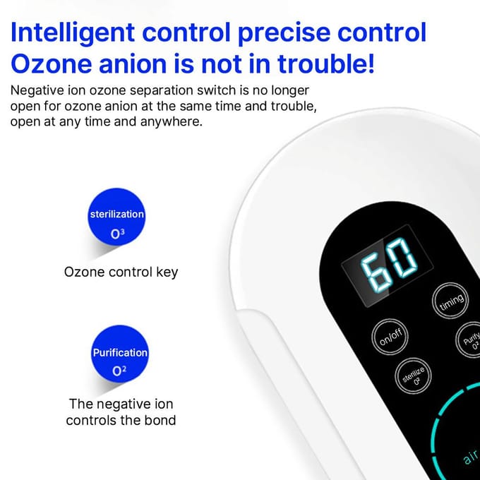 2-IN-1 luchtreiniger en ozonsterilisator voor thuis met timer, digitaal touchscreen en app-bediening US plug black