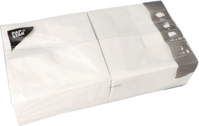 250 Servetten, 2-laags 1/8 vouw 40 cm x 40 cm wit