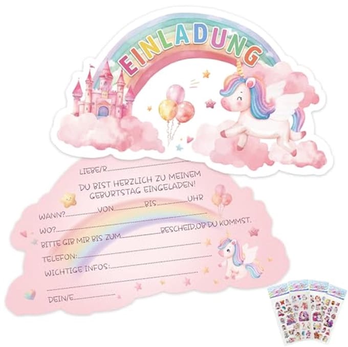 Solidchoice - Regenboog Uitnodigingskaarten voor Kinderverjaardag, Set van 10