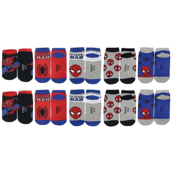 Spiderman Sokken - 10 Paar - Maat 27/30 - Rood - Blauw - Kind