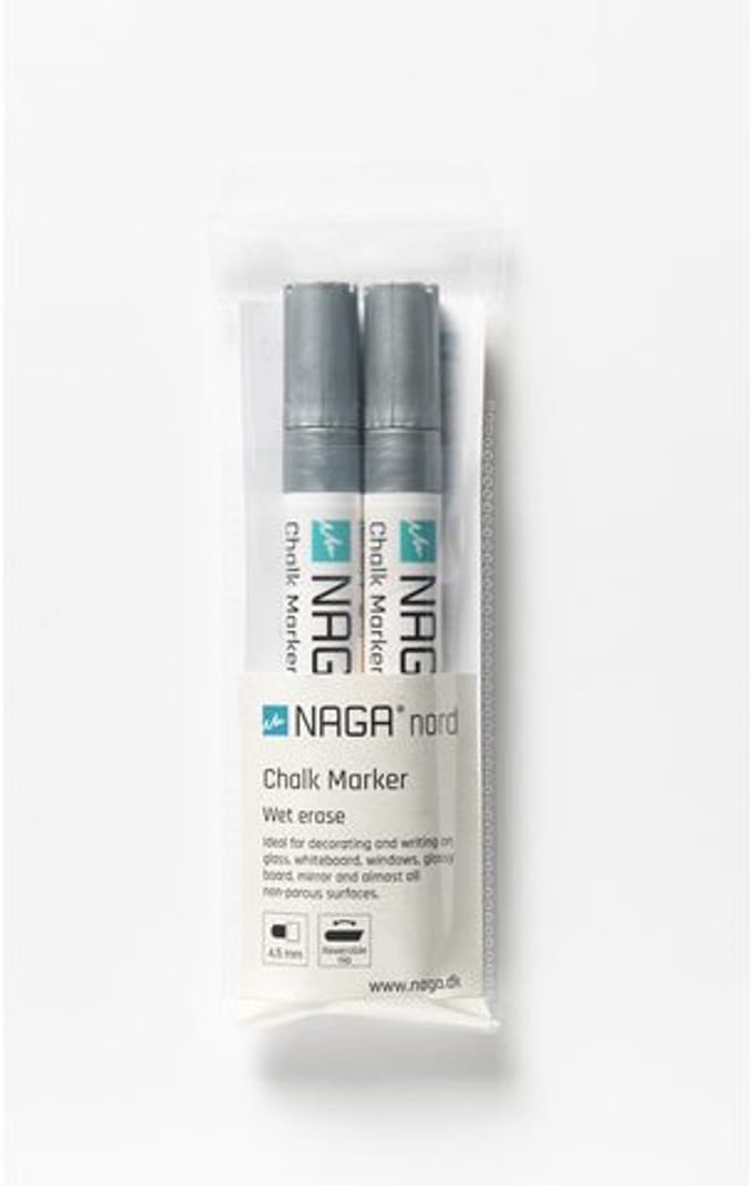 NAGA  Marker Krijt 4,5mm 2 per pak Zilver