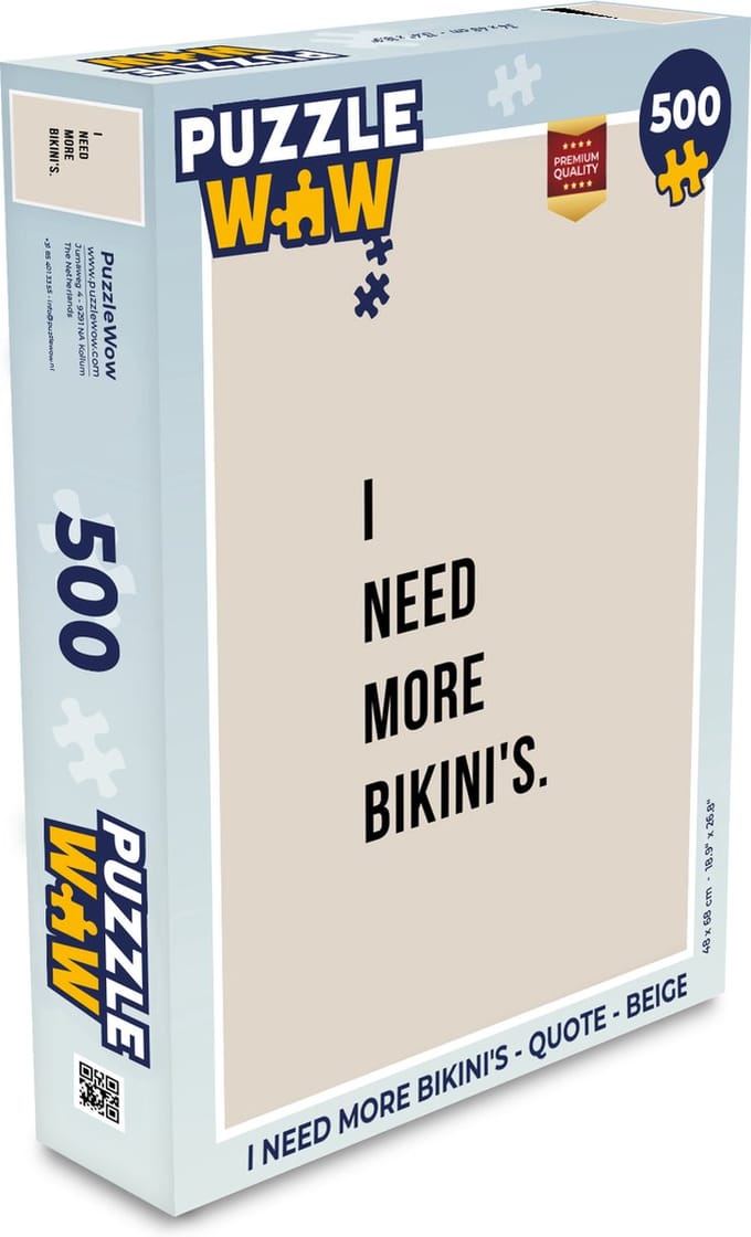 Puzzel I need more bikini's - Quote - Beige - Legpuzzel - Puzzel 500 stukjes