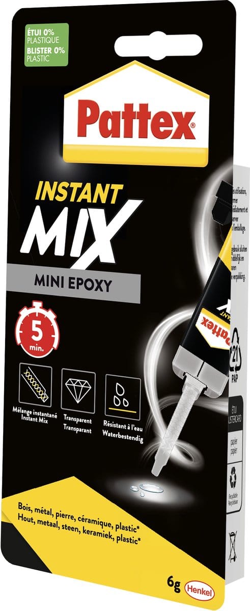 Pattex Twee componentenlijm SuperMix Universal 6ml | 2-componentenlijm Epoxy | Extreem sterk & Makkelijk Bindend - Epoxylijm
