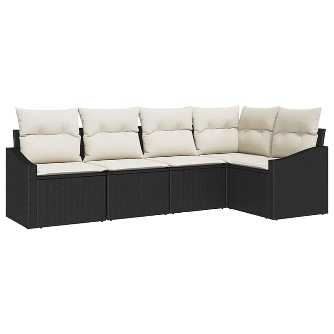 vidaXL Bankstel 5 st Zwart poly rattan