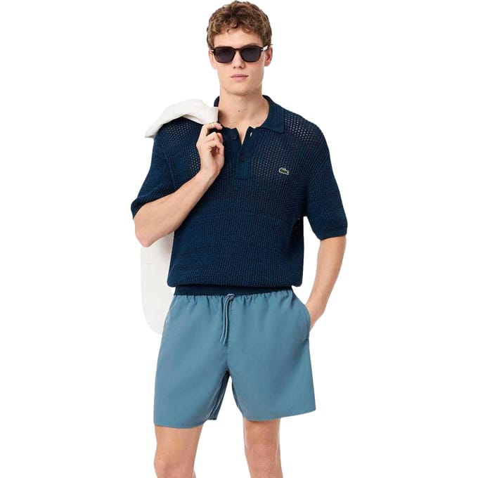 Lacoste Heren Monochrome Middellange Zwembroek (Blauw)