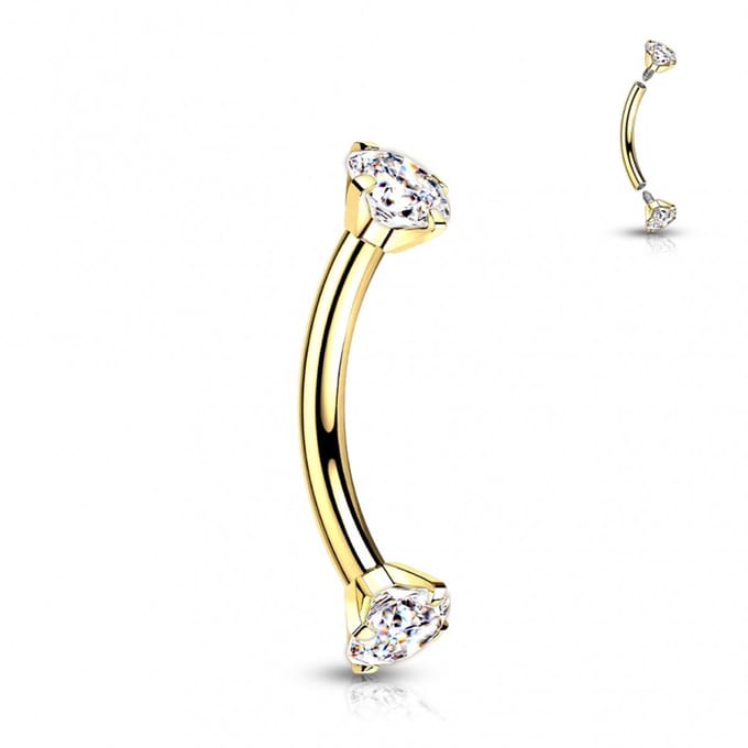 Piercing titanium curved rond intern 1.2x8x3 - goud - LMPiercings