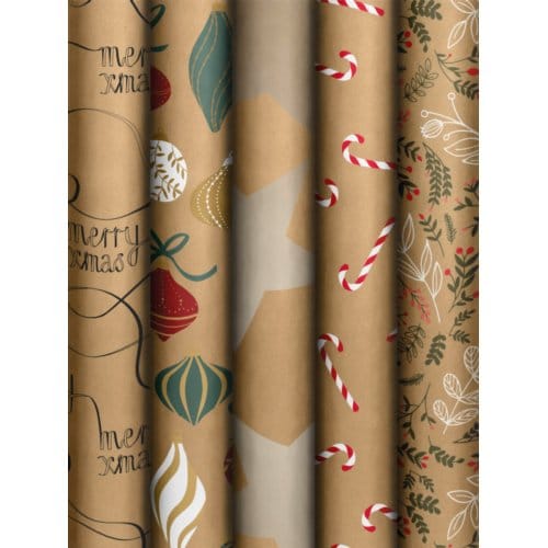 Stewo kerst cadeaupapier natural day, formaat 70 x 200 cm, assorti