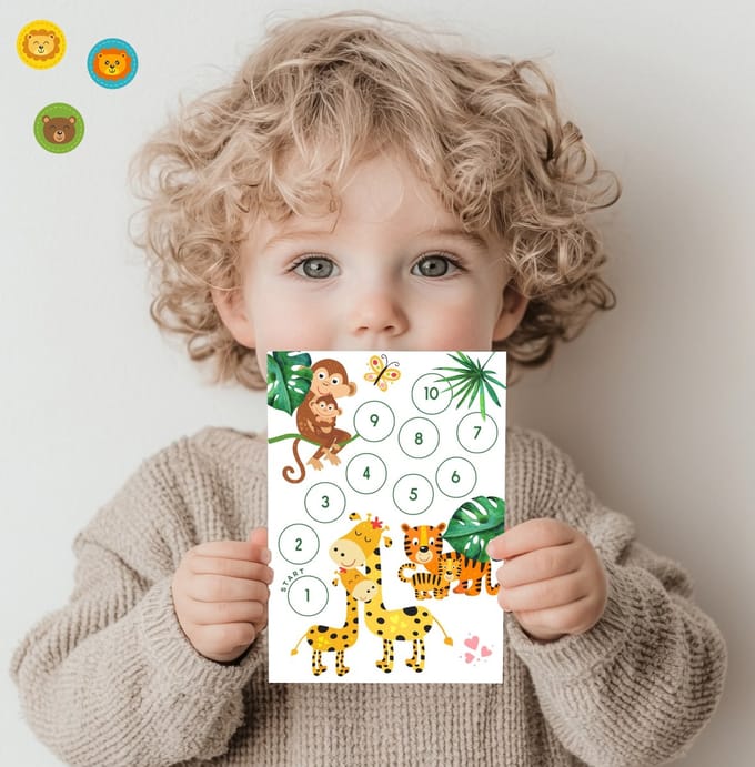 Beloningssysteem met Stickers Jungle - 3 Beloningskaarten & 70 Stickers