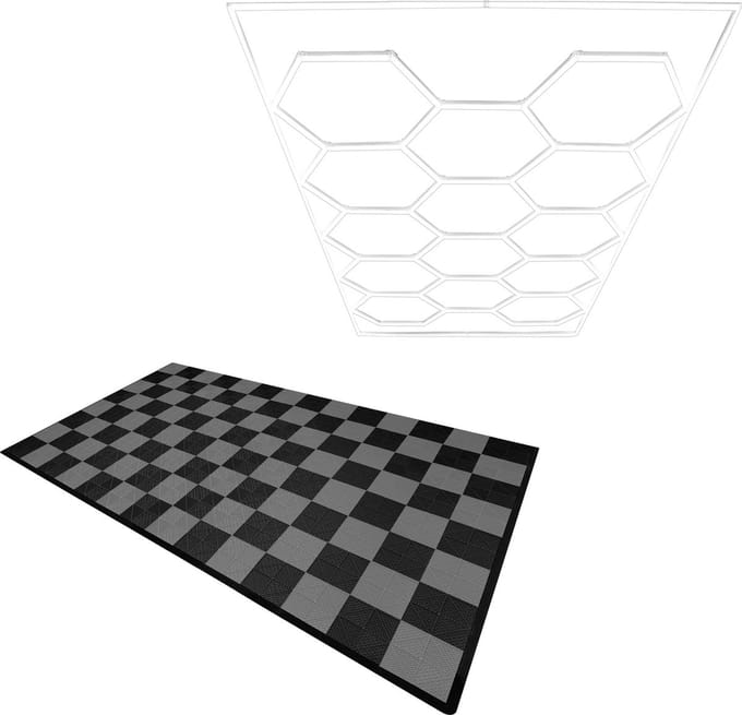 Hexagon led & vloertegels - zwart & grijs - 19,2m2 - 5t draagvermogen