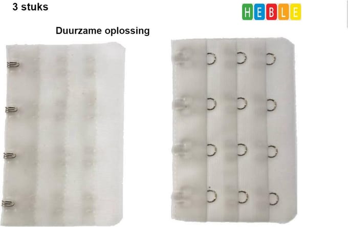 *** 3 BH verlengstukken - 4 Haaks Wit - Beha verlenger - Zwangerschap - van Heble® ***