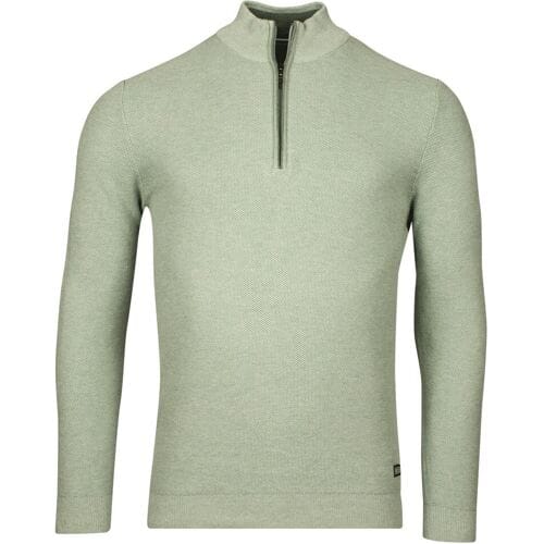 Baileys Trui Half Zip Structure Knit Combed Cotton Misty Green Melange / male