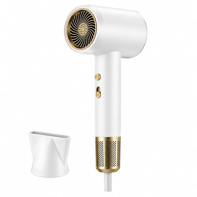 Haardroger - 2400 W - constante temperatuur met warme en koude lucht - 3 snelheden met concentrator - wit