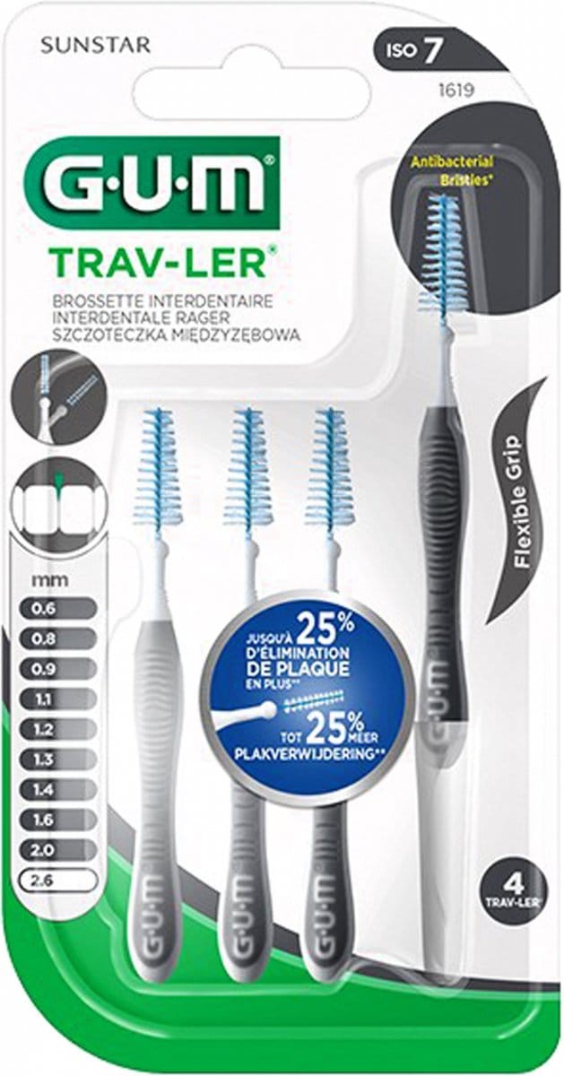 GUM Trav-ler Ragers 2,6 mm Zwart - 4 stuks