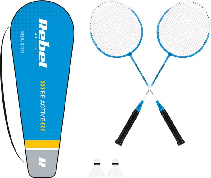 Rebel Active - Badmintonset - Stalen Racket - 2x Lotka - Inclusief Etui