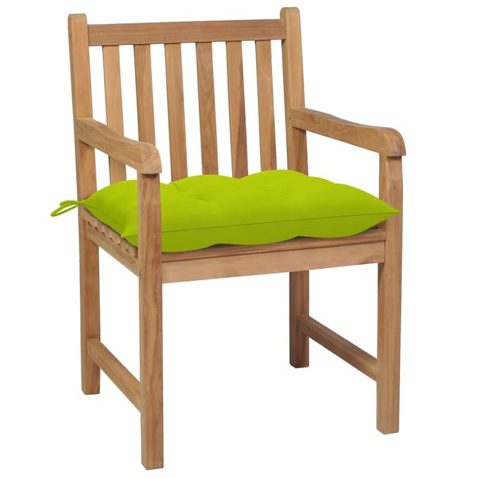 vidaXL - Tuinstoelen - 8 - st - met - heldergroene - kussens - massief - teakhout