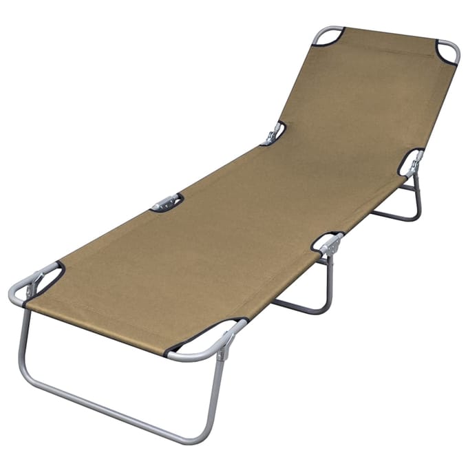vidaXL - Ligbed - inklapbaar - met - verstelbare - rugleuning - taupe