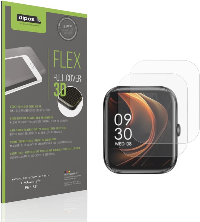 dipos FLEX – 2x Matte Screenprotector geschikt voor UMAwangfit P6 1.83 | Volledige Schermbescherming | Case-Friendly