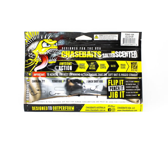 Chasebaits Flacid Shad 3 inch Soft Lure 7/Stuks Goudglans (4716)