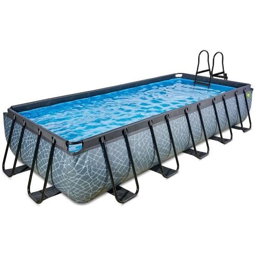 EXIT Stone Frame Zwembad 540x250x100cm - Opzetzwembad - met Filterpomp - Rechthoekig - Grijs