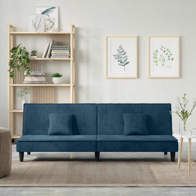 vidaXL - Slaapbank - fluweel - blauw