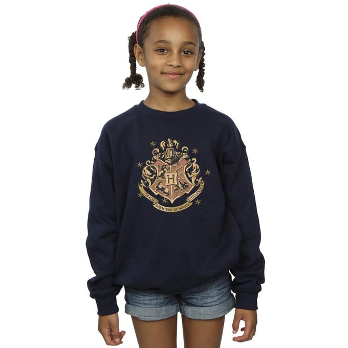 Harry Potter Meisjes Goud Zweinstein Sweatshirt (Marineblauw)